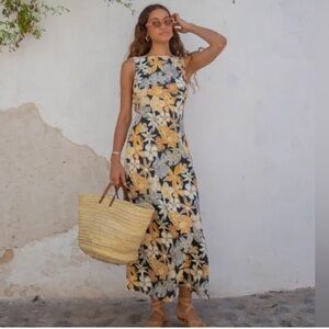 VRG GRL Art Of Bloom backless maxi dress